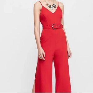 NWT - Express Wide Leg Pants With Side Slit, Belt - Red Size Small